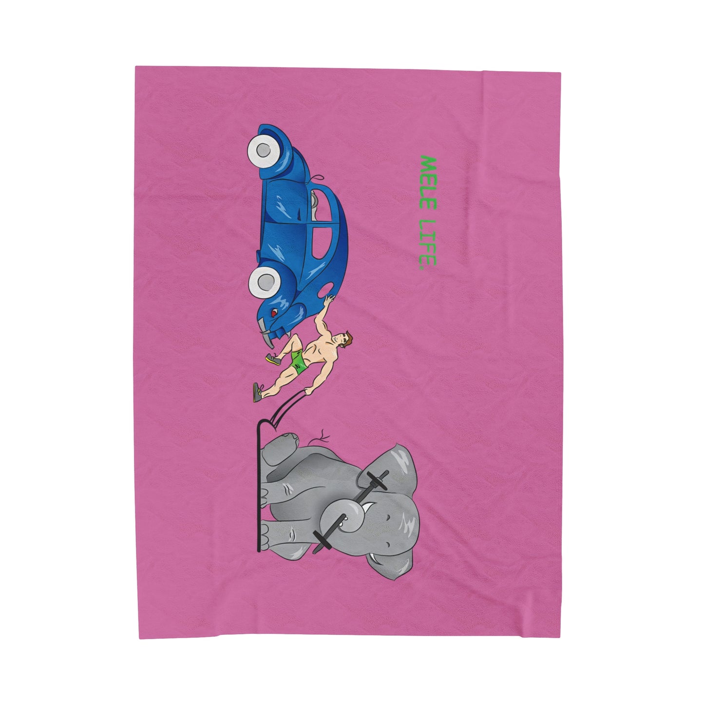 Blanket Velveteen Plush - Strong White Man (pink)