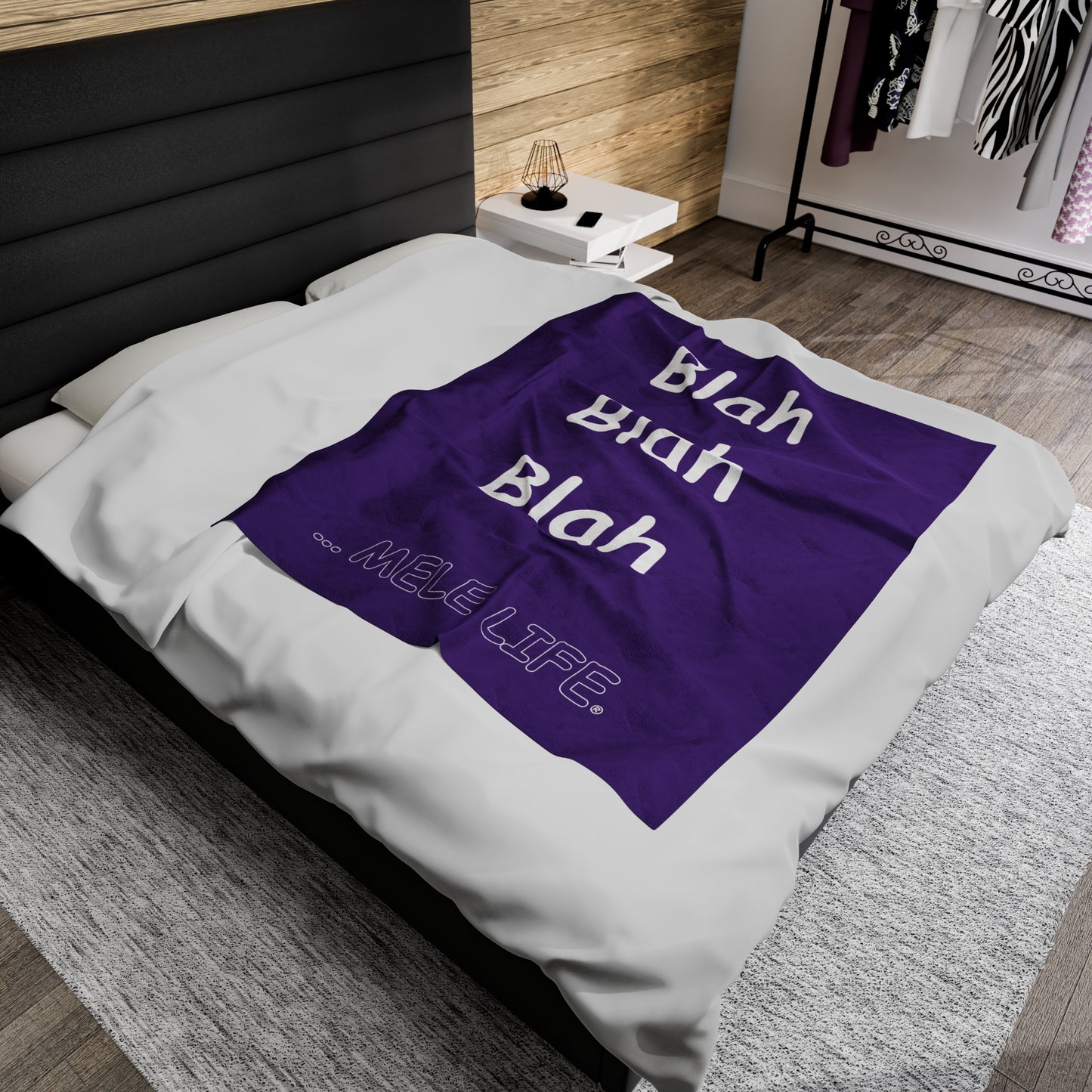 Blanket Velveteen Plush - Blah Blah Blah (purple)