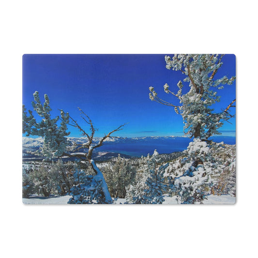 Cutting Board (glass) - Lake Tahoe in Winter