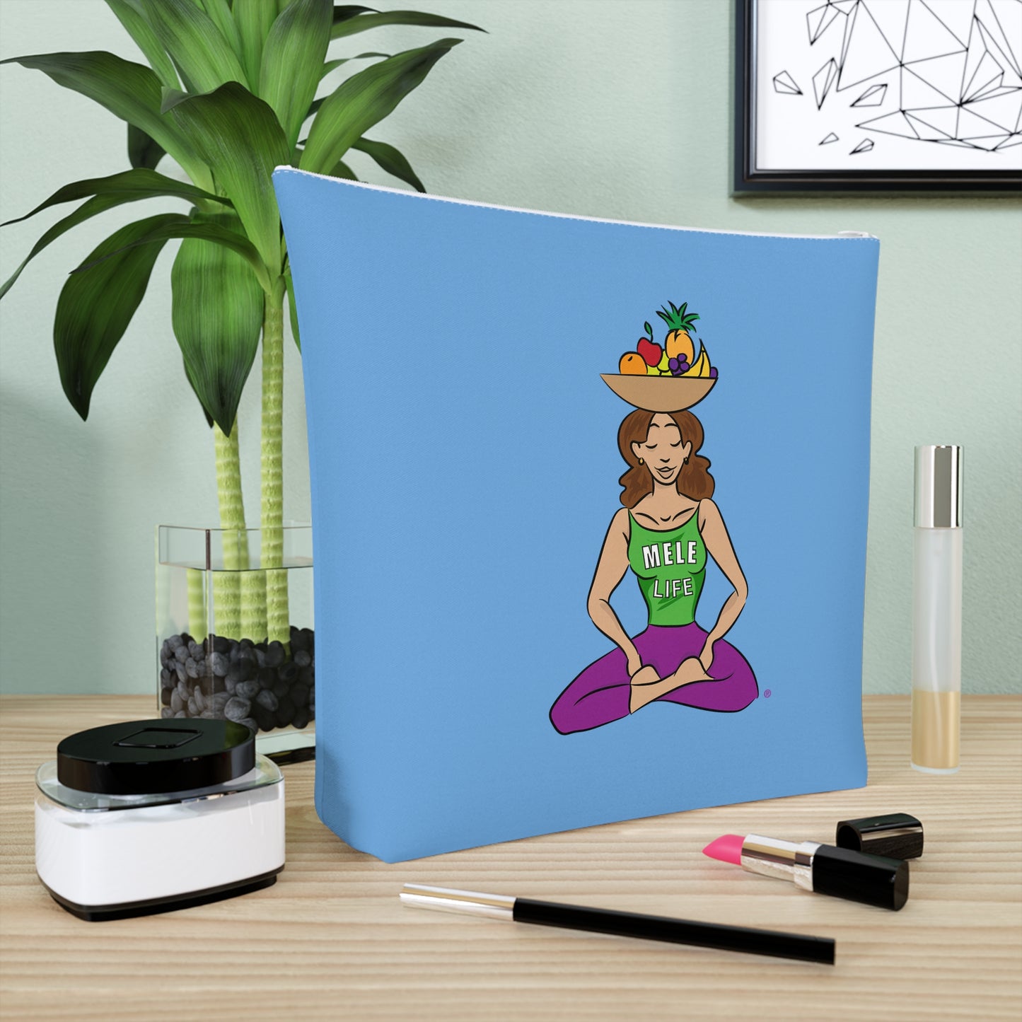 Cosmetic Bag - Yoga Lady1   (light blue)
