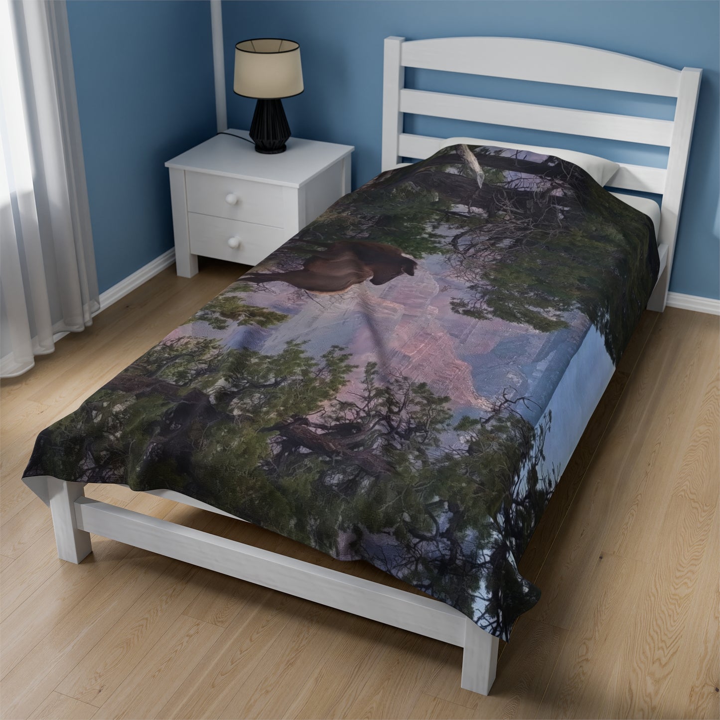 Blanket Velveteen Plush - Elk on rim of Grand Canyon