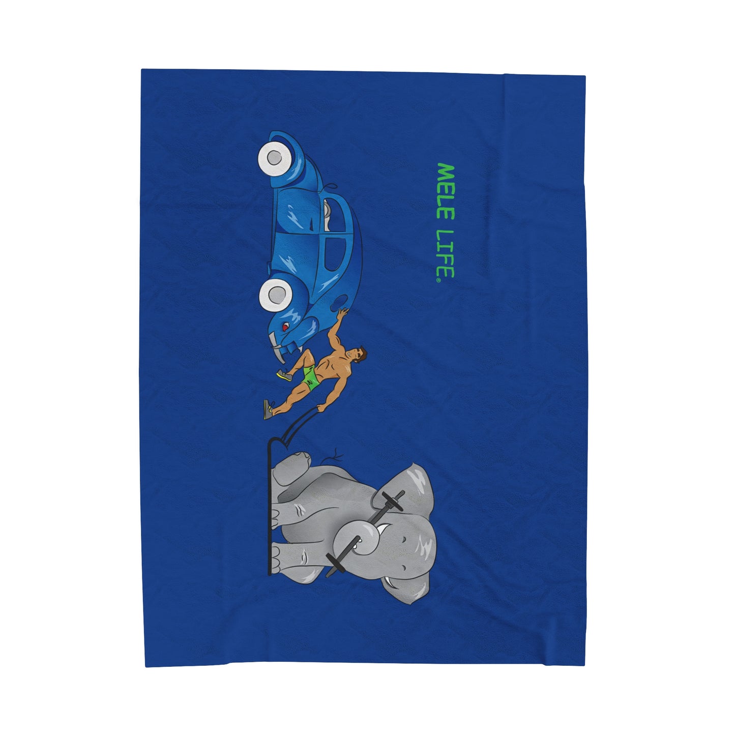 Blanket Velveteen Plush - Strong Brown Man (dark blue)