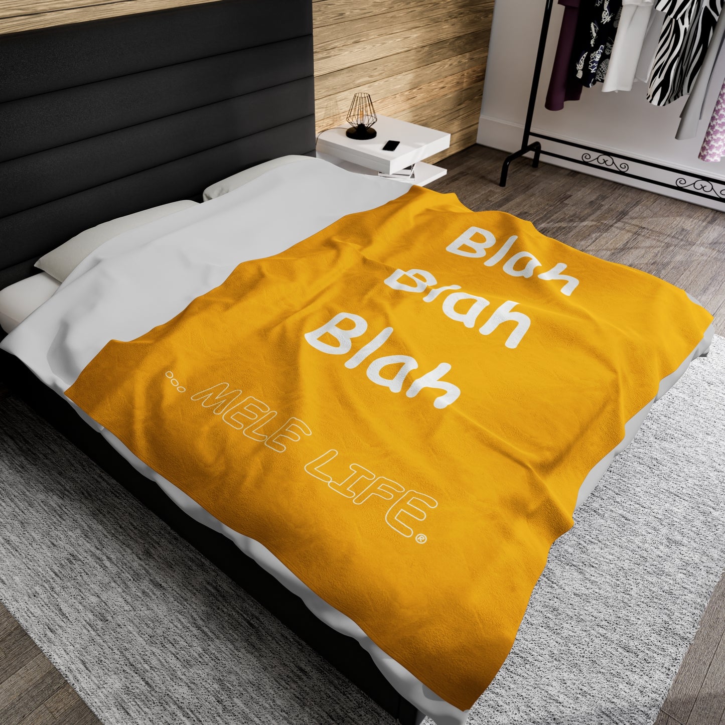 Blanket Velveteen Plush - Blah Blah Blah (yellow)