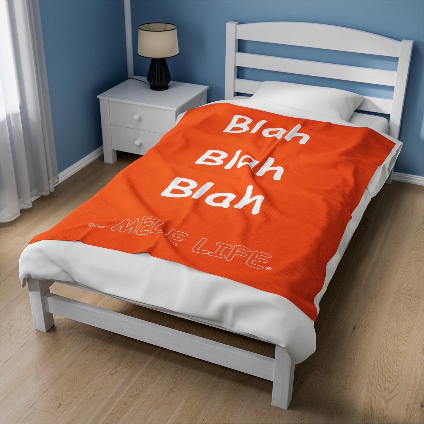 Blanket Velveteen Plush - Blah Blah Blah (orange)