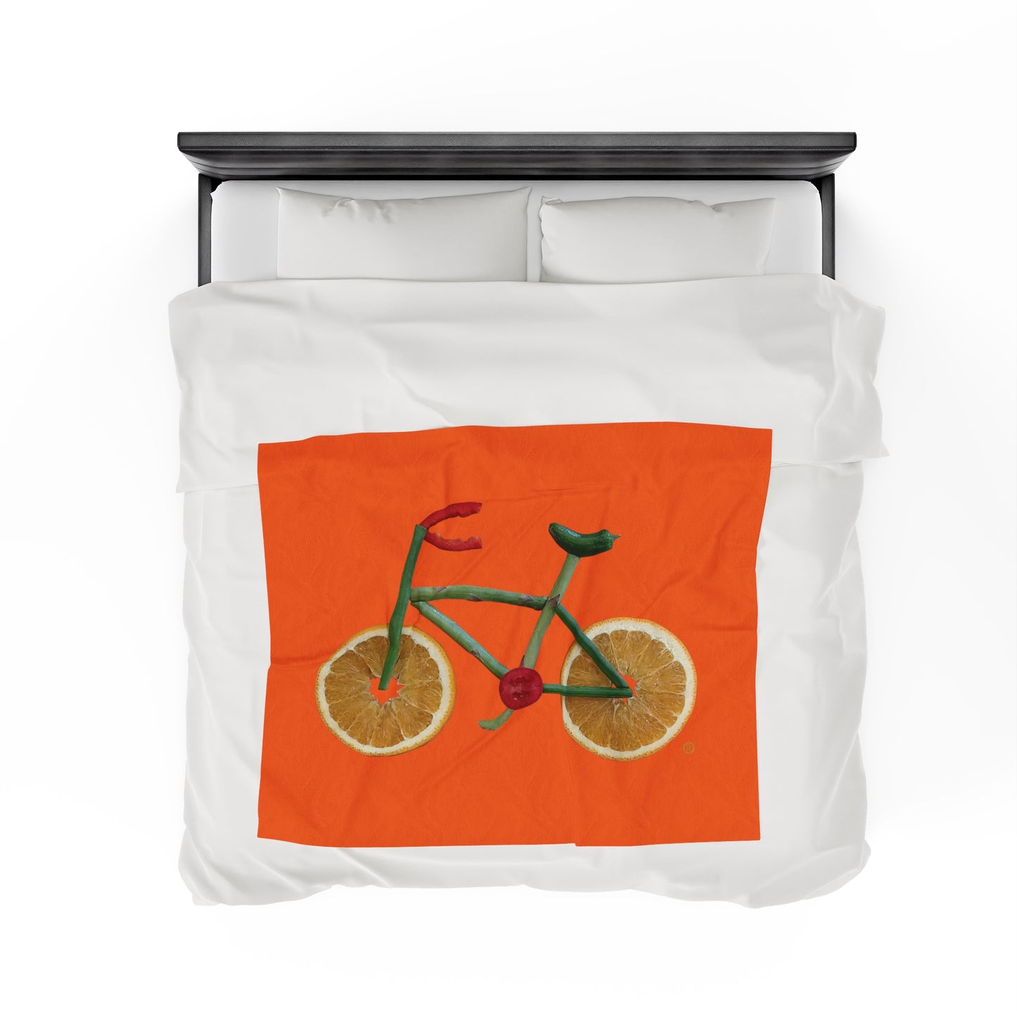 Blanket Velveteen Plush - Veggie Bike (orange)