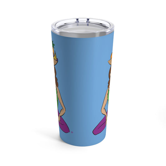 Tumbler 20oz - Yoga Lady1   (light blue)