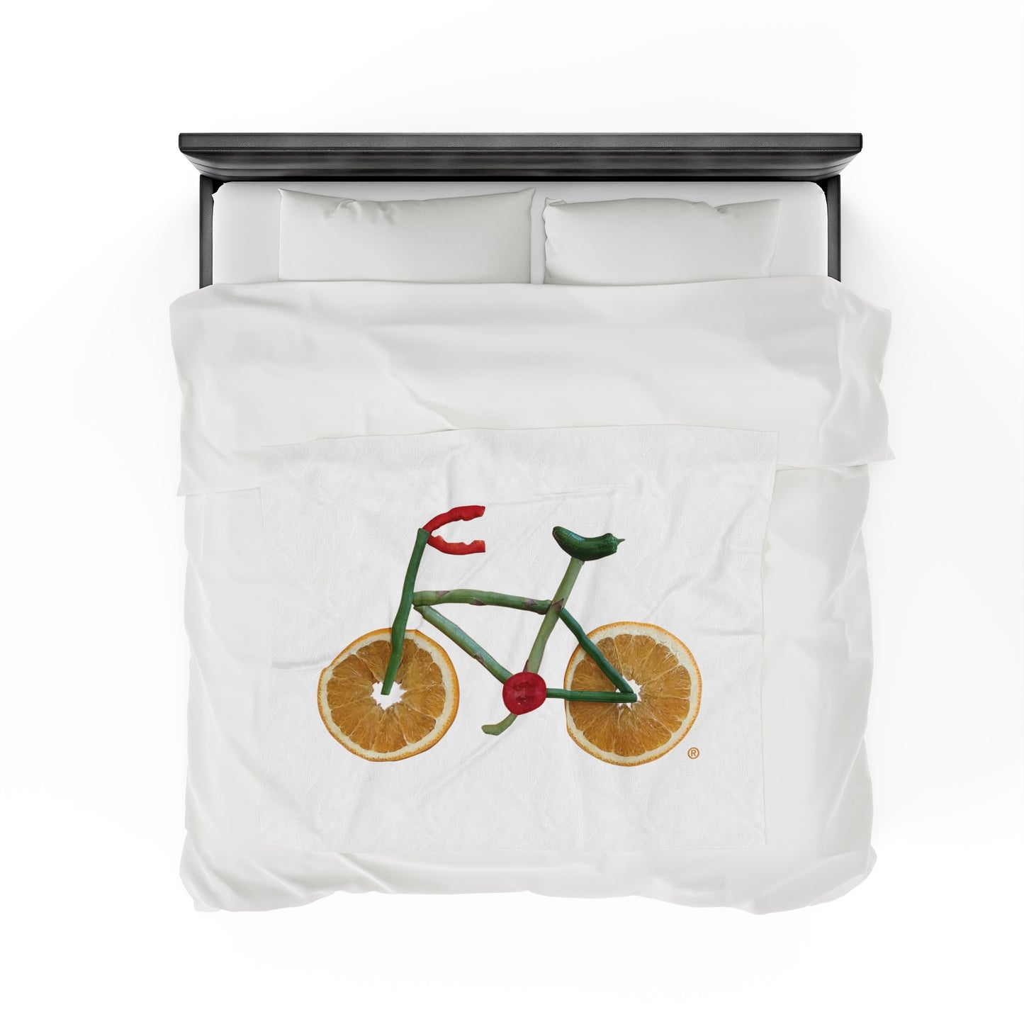 Blanket Velveteen Plush - Veggie Bike (white)