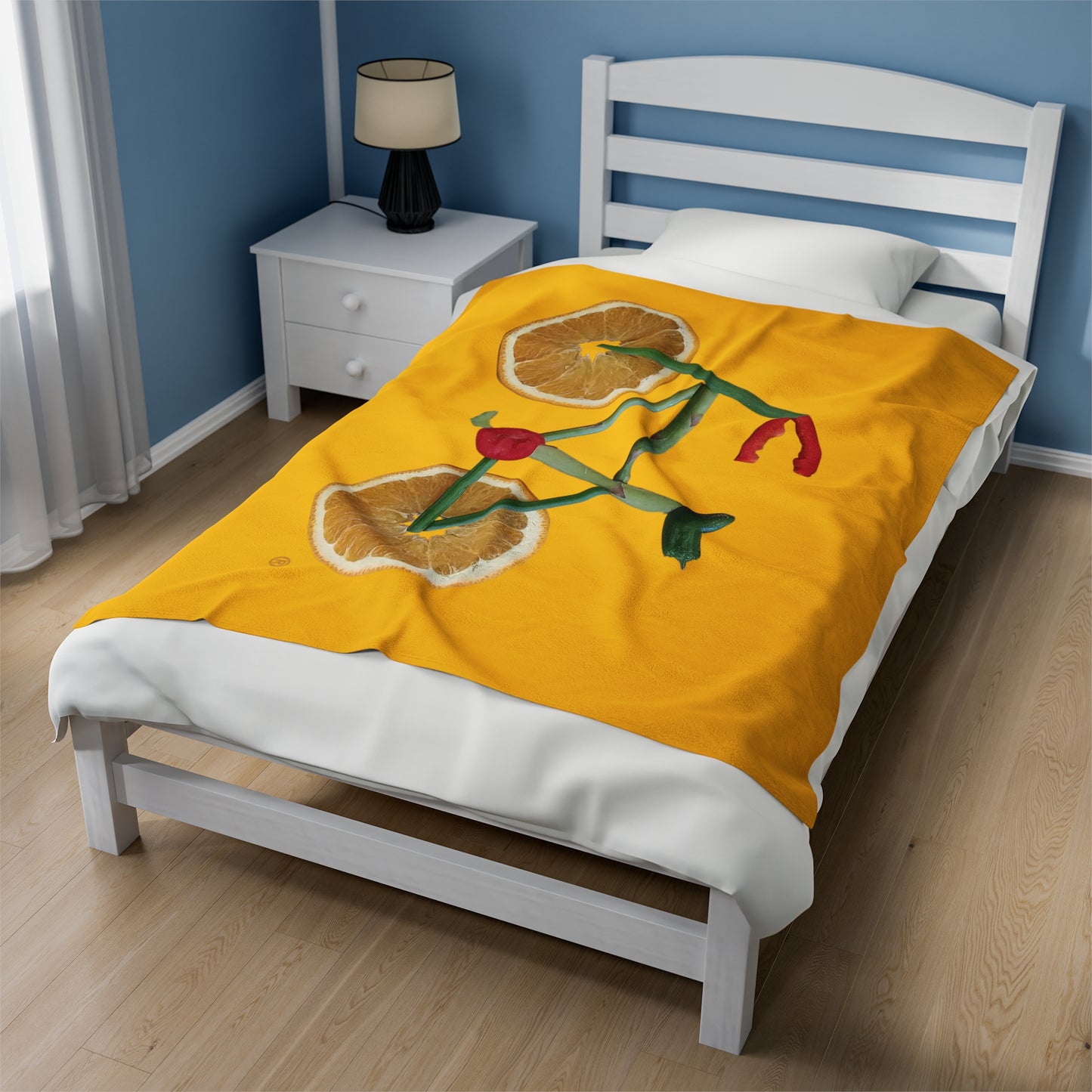 Blanket Velveteen Plush - Veggie Bike (yellow)