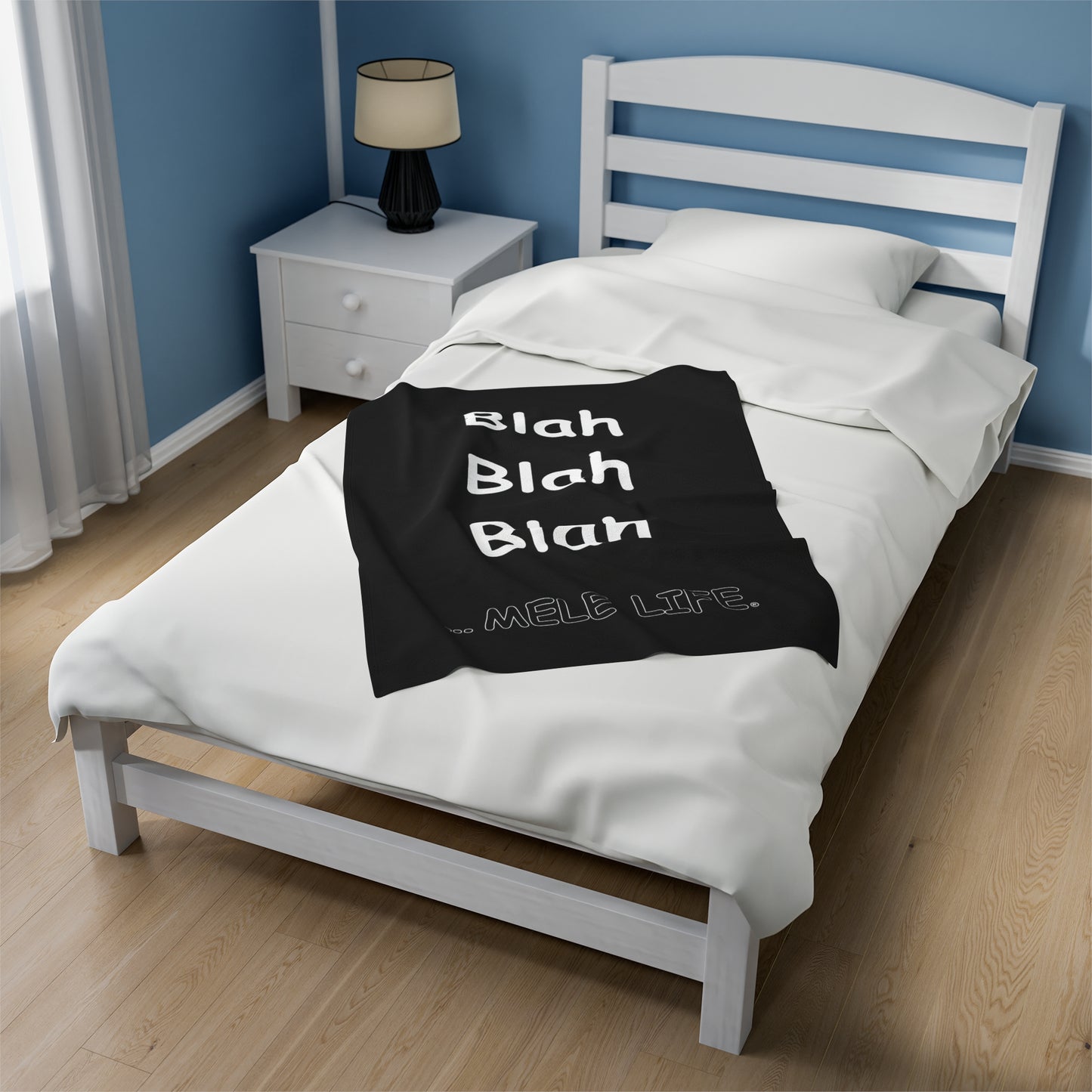 Blanket Velveteen Plush - Blah Blah Blah (black)
