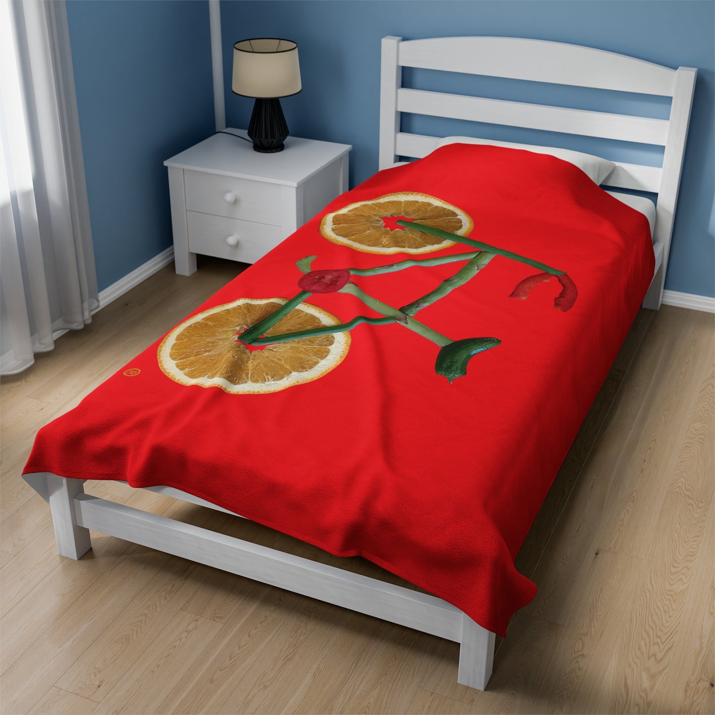 Blanket Velveteen Plush - Veggie Bike (red)