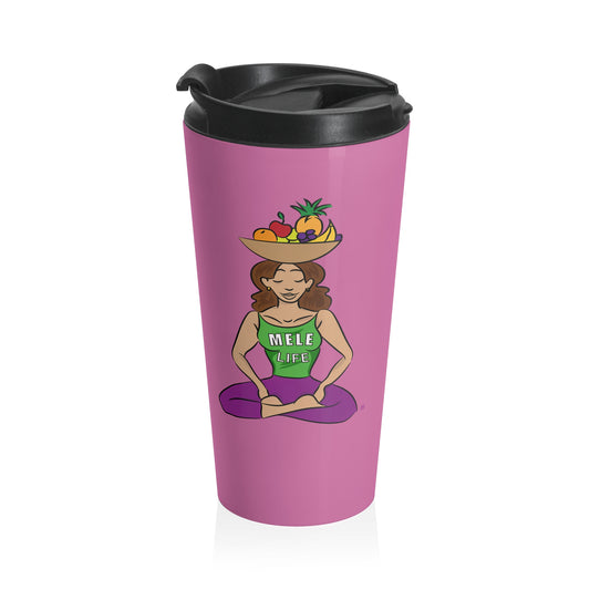 Travel Mug (15oz) - Yoga Lady 1 (pink)