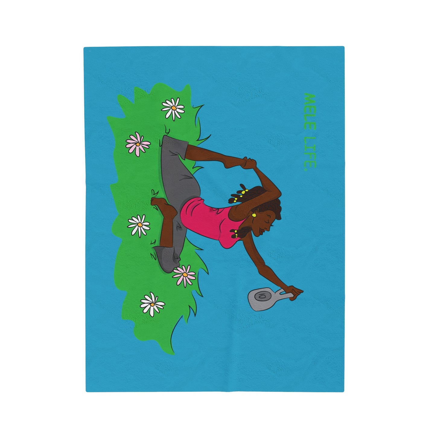 Blanket Velveteen Plush - Yoga Lady 2 (turquoise)