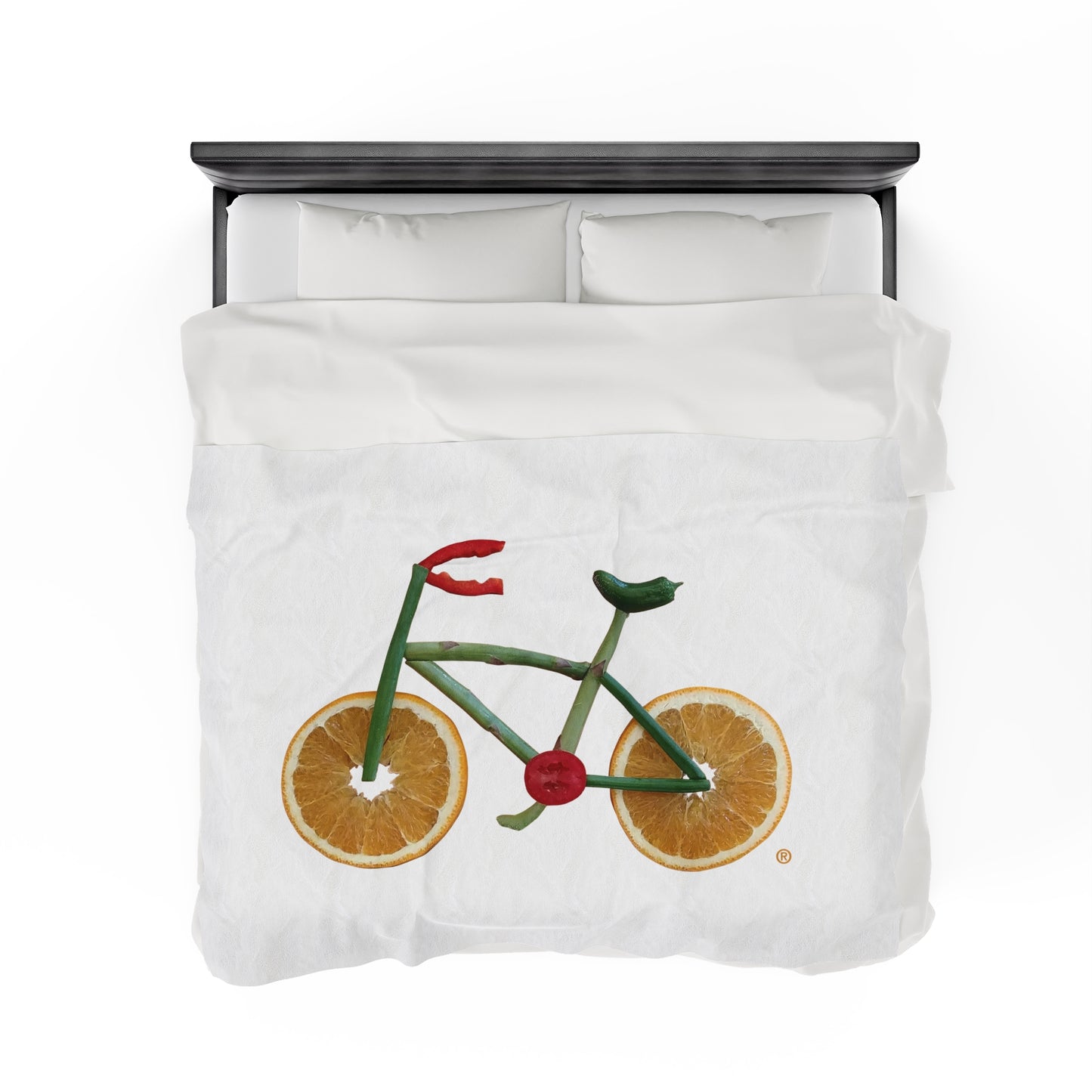 Blanket Velveteen Plush - Veggie Bike (white)
