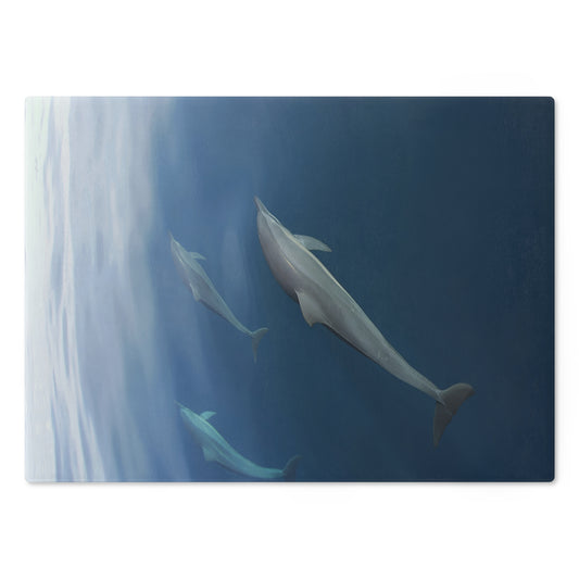 Cutting Board (glass) - Dolphins in Fiji