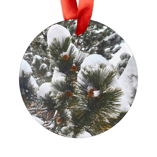 Holiday Acrylic Ornament - Pine Cones with snow