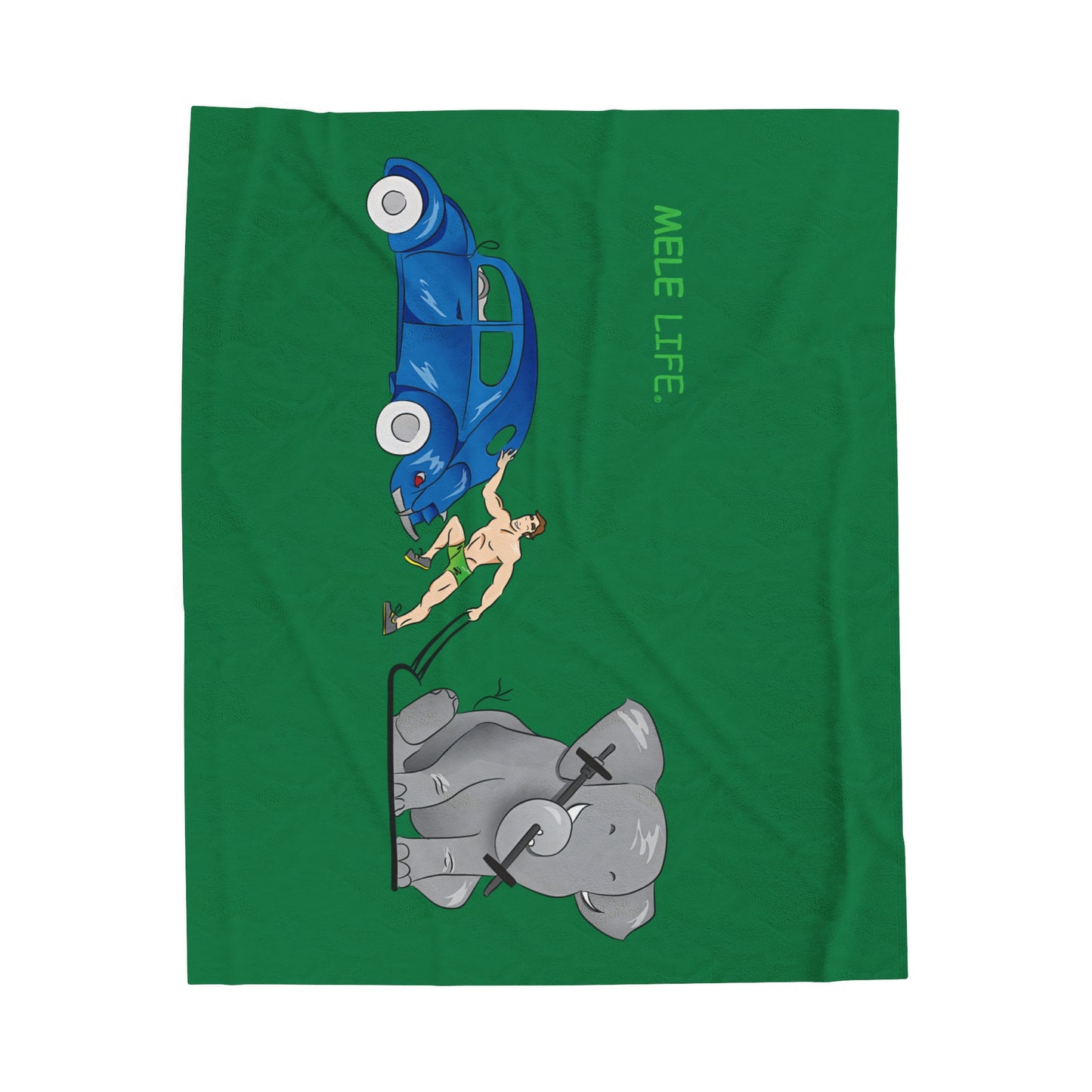 Blanket Velveteen Plush - Strong White Man (green)