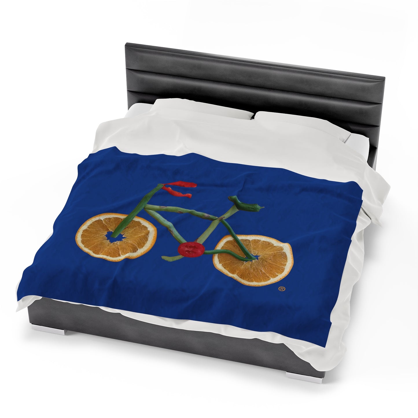 Blanket Velveteen Plush - Veggie Bike (dark blue)