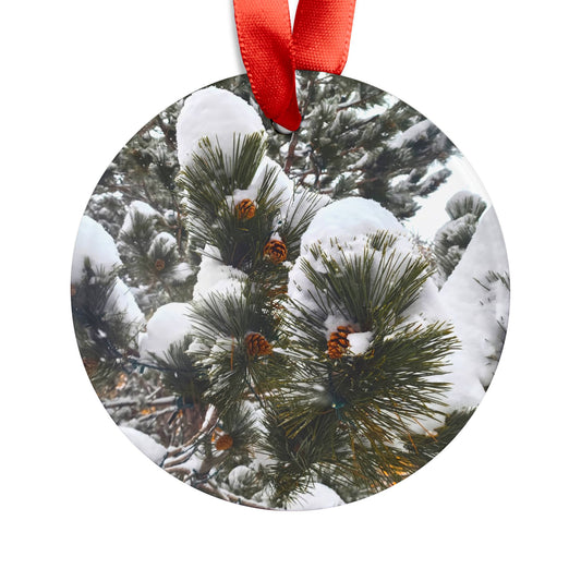 Holiday Acrylic Ornament - Pine Cones with snow