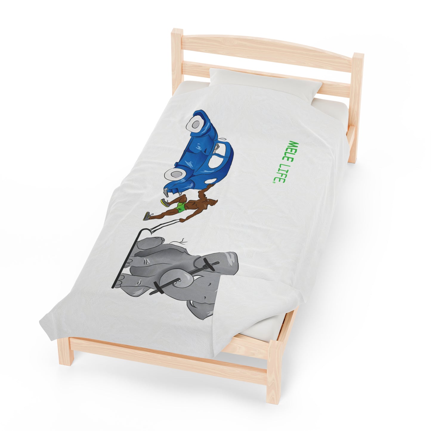 Blanket Velveteen Plush - Strong Black Man (white)