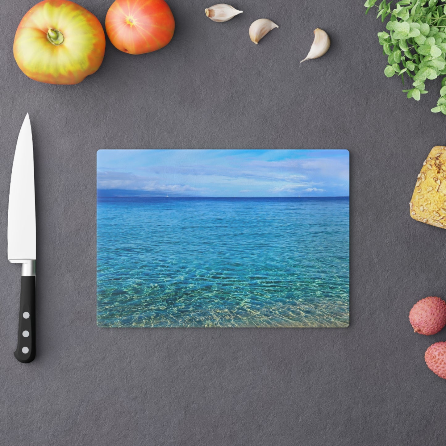 Cutting Board (glass) - Ocean around island of Maui