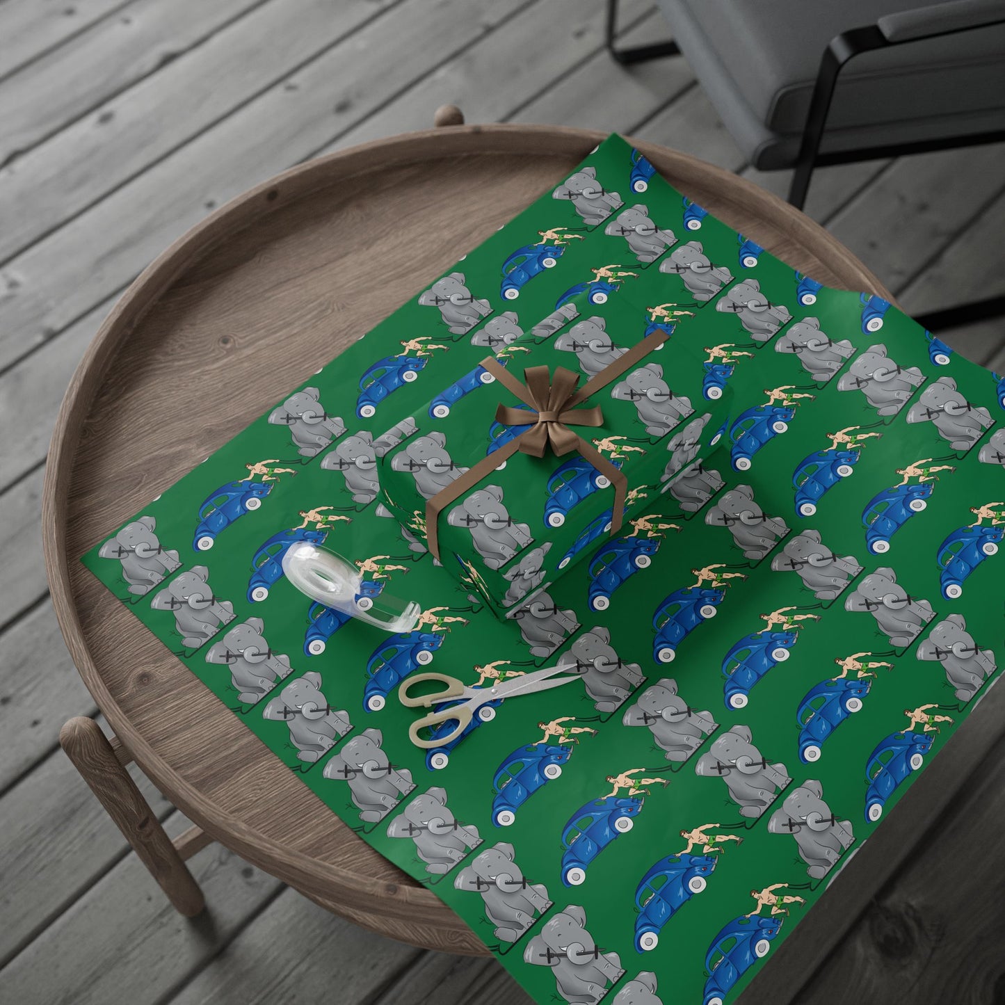 Wrapping Paper - Strong white man (green paper)