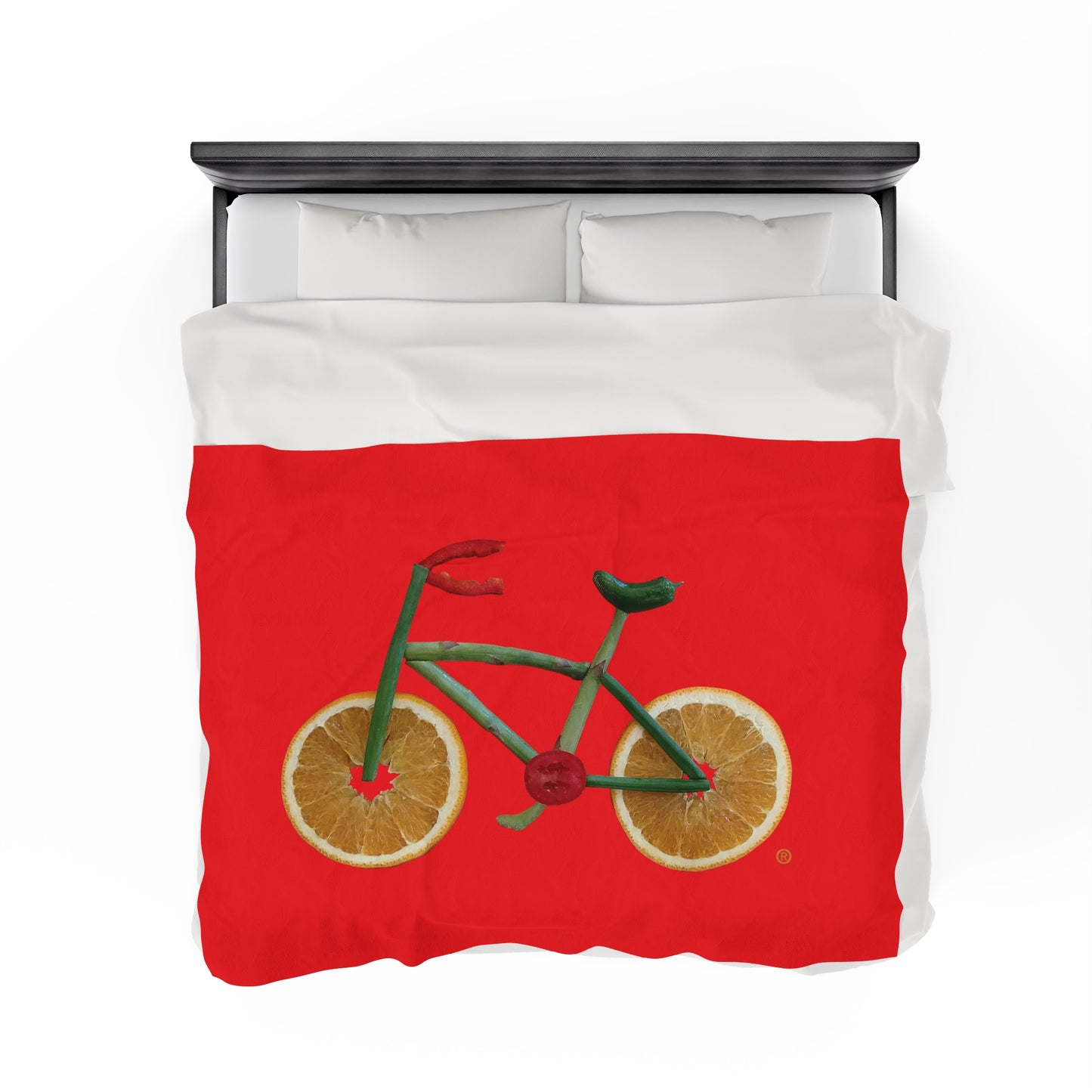 Blanket Velveteen Plush - Veggie Bike (red)