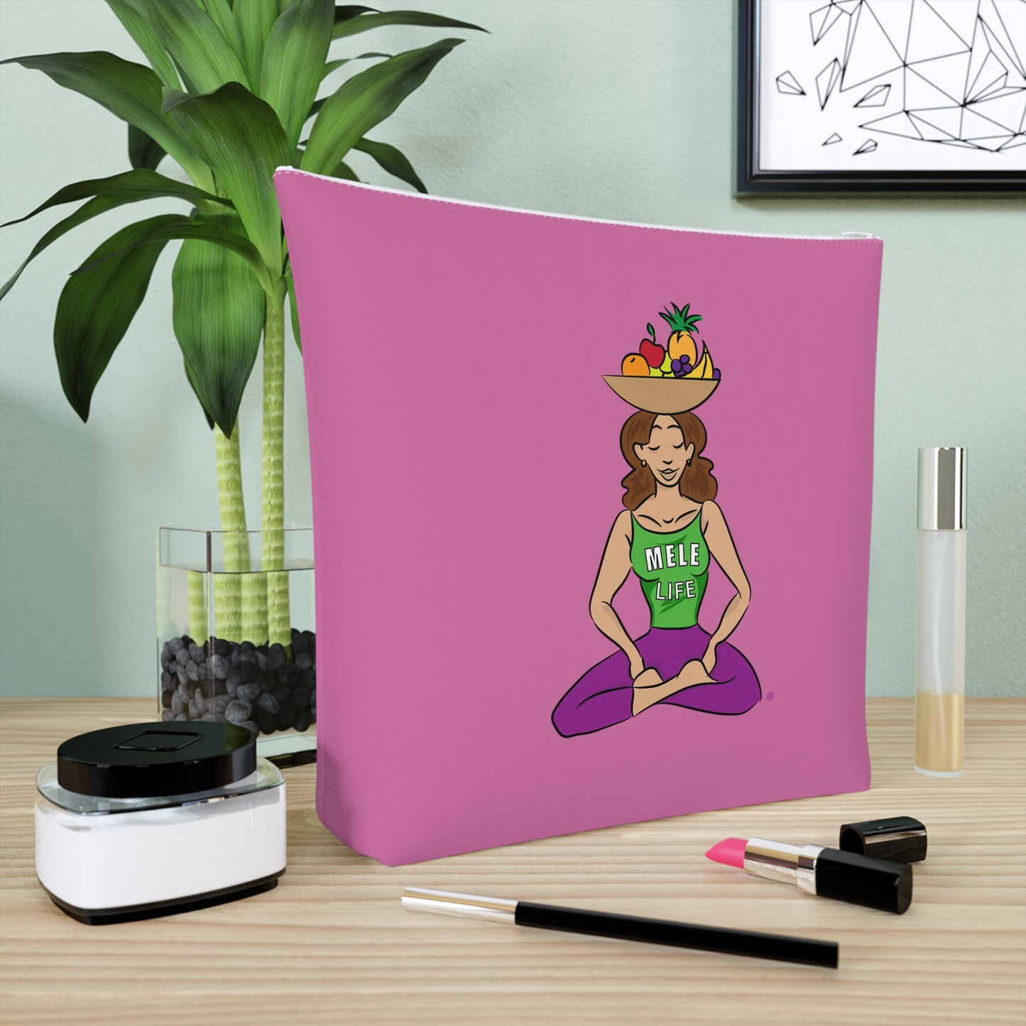 Cosmetic Bag - Yoga Lady1   (pink)