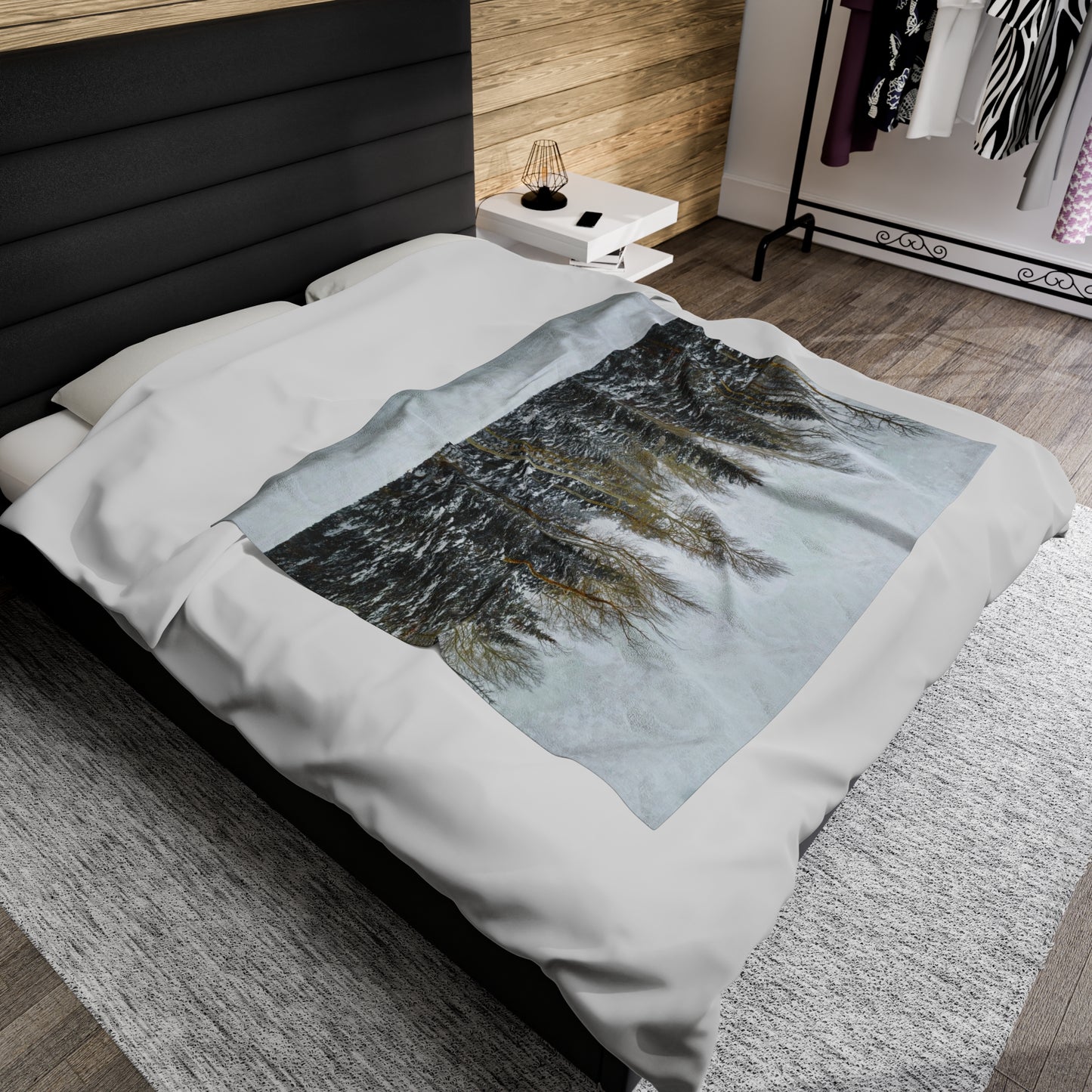 Blanket Velveteen Plush - Forest Winterscape