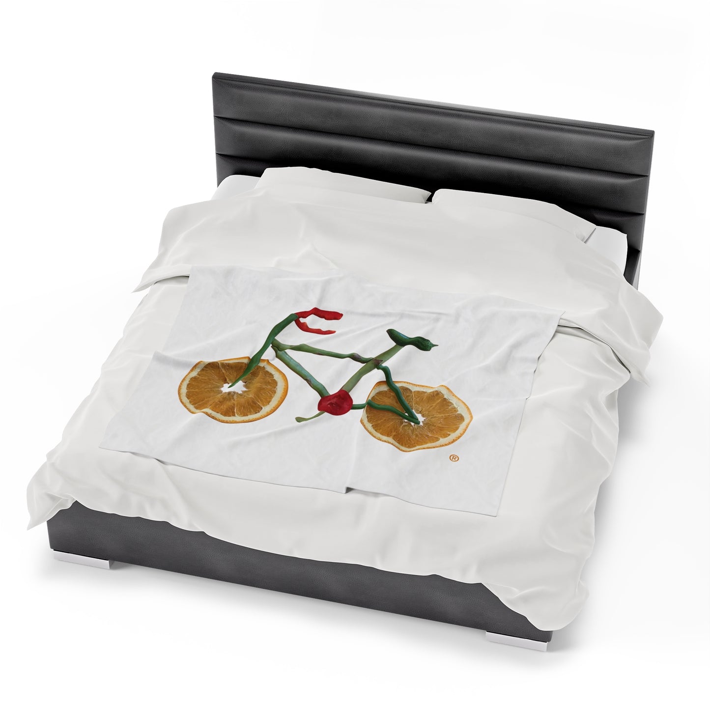 Blanket Velveteen Plush - Veggie Bike (white)