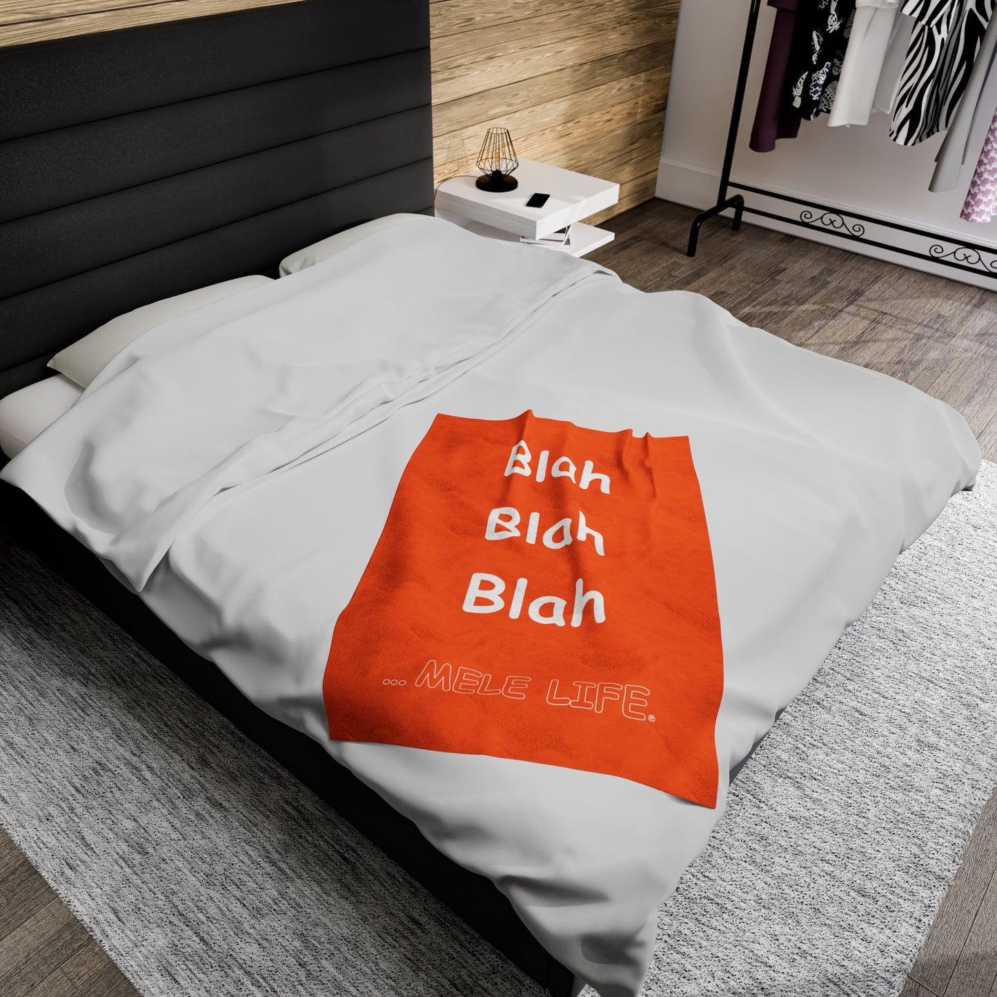 Blanket Velveteen Plush - Blah Blah Blah (orange)