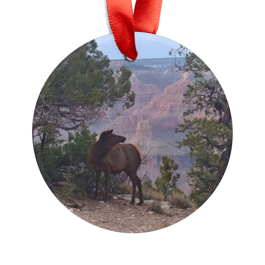 Holiday Acrylic Ornament - Elk at rim of Grand Canyon