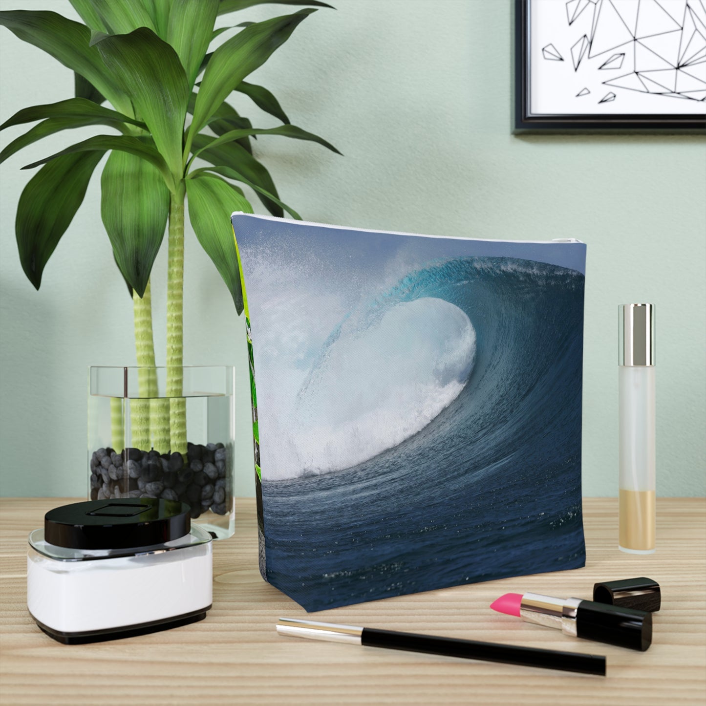 Cosmetic Bag - Hibiscus Flower/Wave   (large)