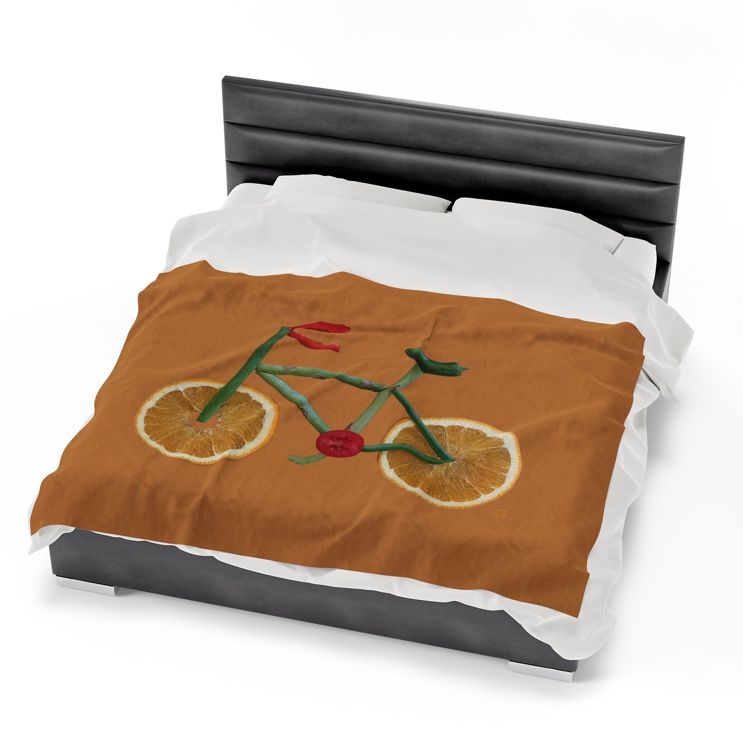 Blanket Velveteen Plush - Veggie Bike (light brown)