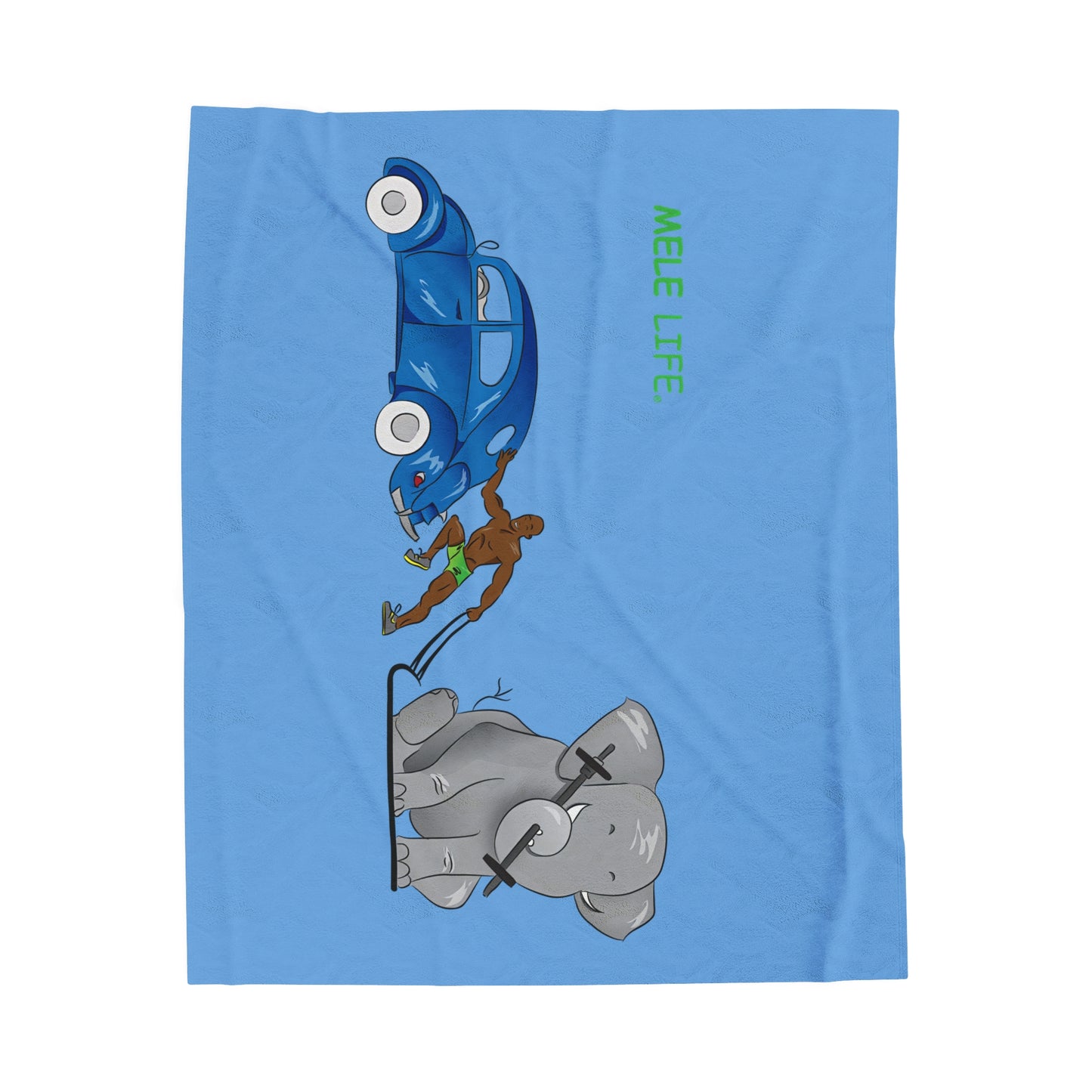 Blanket Velveteen Plush - Strong Black Man (light blue)