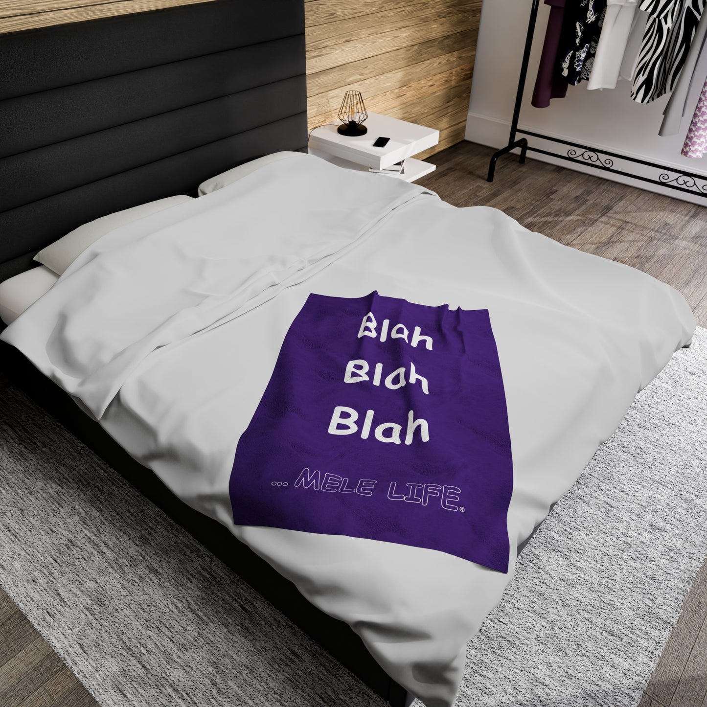 Blanket Velveteen Plush - Blah Blah Blah (purple)