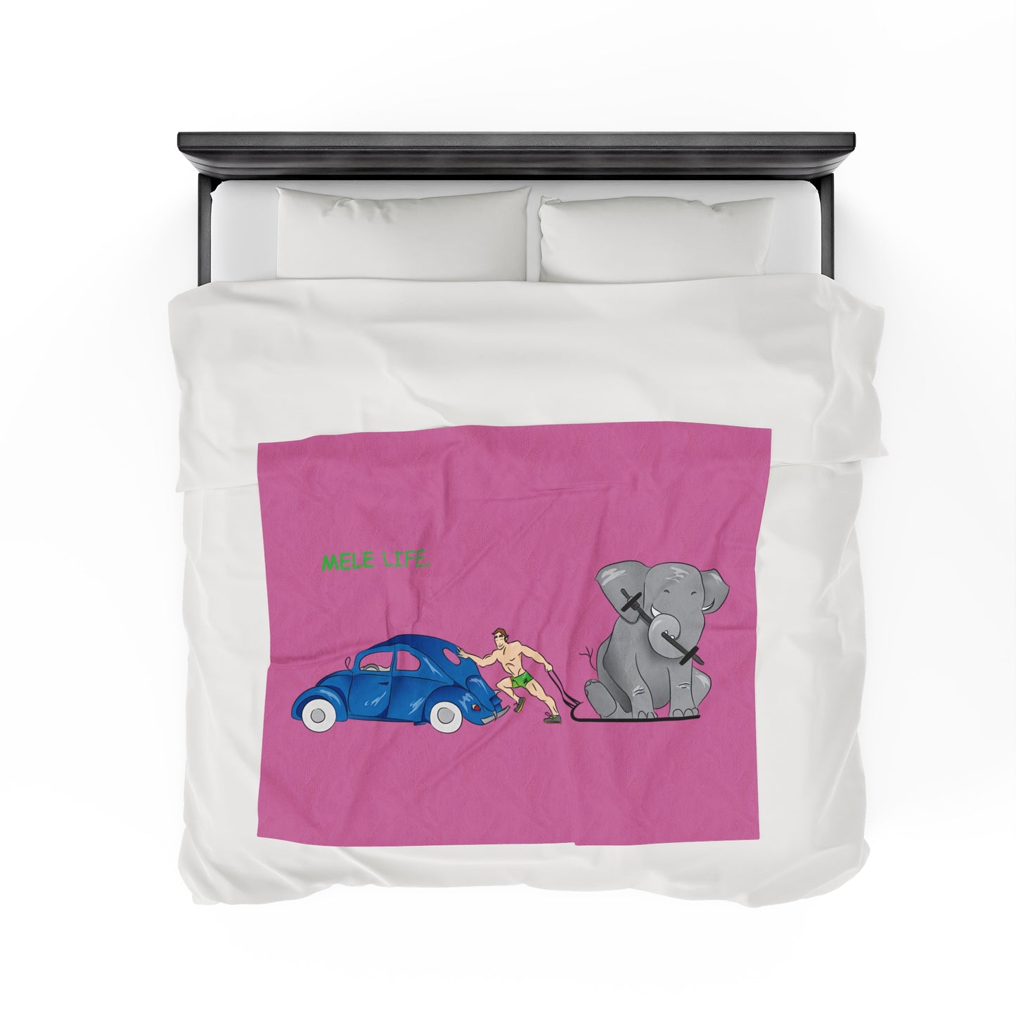 Blanket Velveteen Plush - Strong White Man (pink)