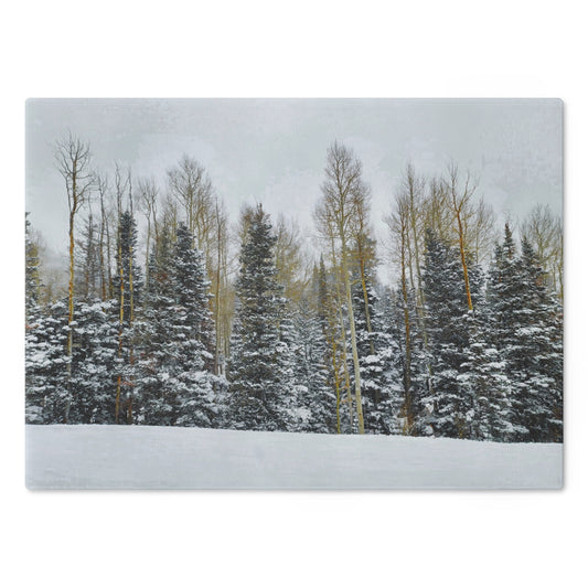Cutting Board (glass) - Forest Winterscape
