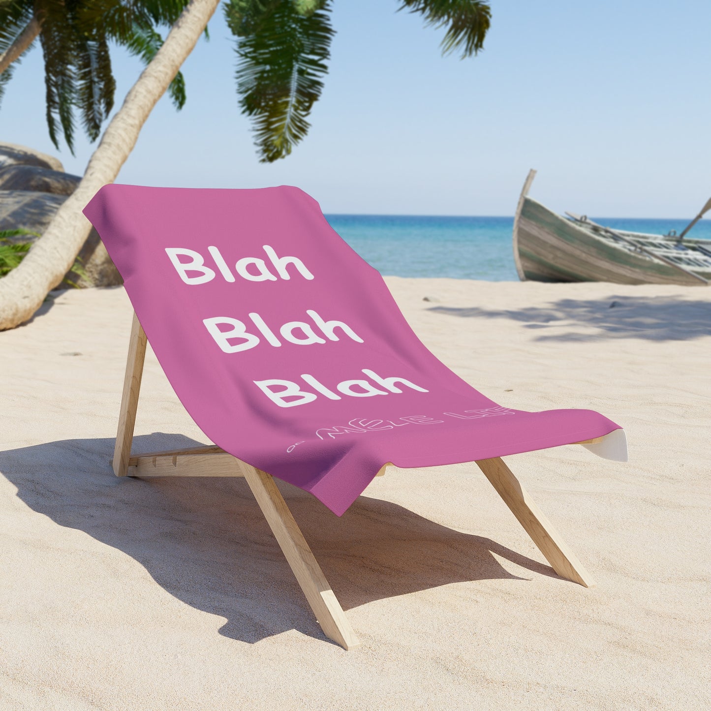 Beach, Bath & Pool Towel - Blah Blah Blah (pink)