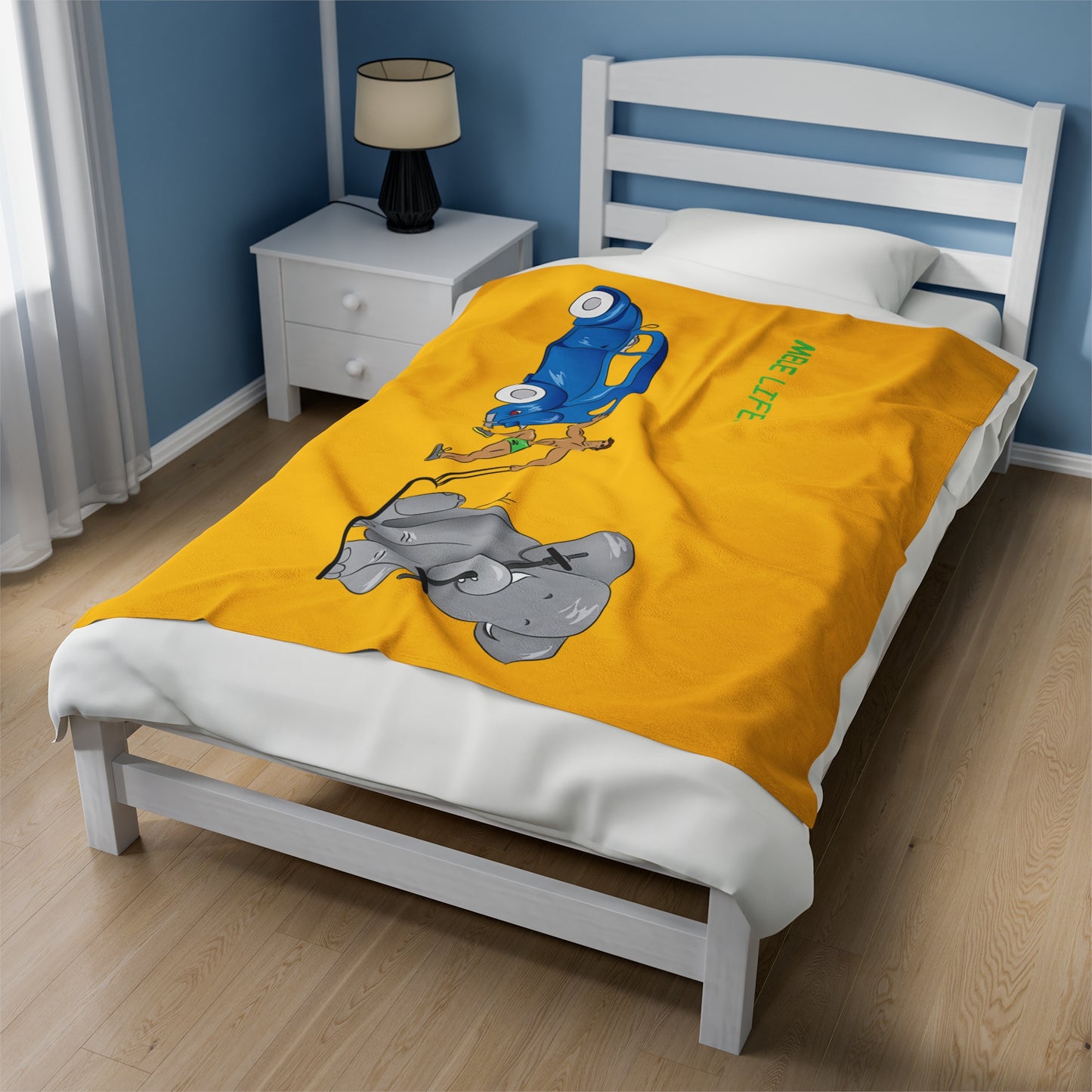 Blanket Velveteen Plush - Strong Brown Man (yellow)