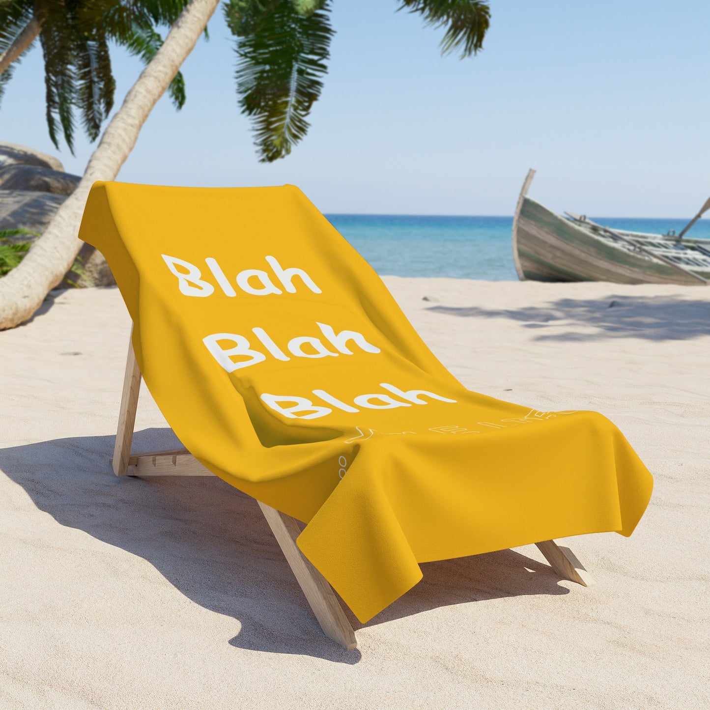 Beach, Bath & Pool Towel - Blah Blah Blah (yellow)