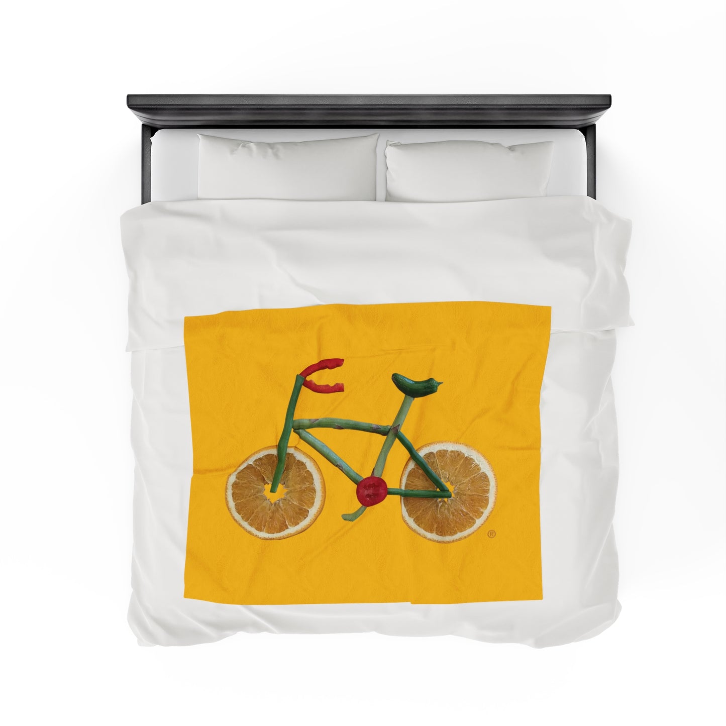 Blanket Velveteen Plush - Veggie Bike (yellow)