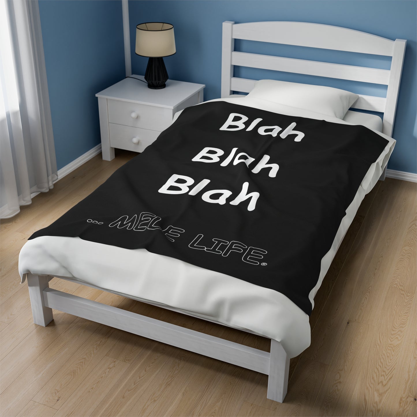 Blanket Velveteen Plush - Blah Blah Blah (black)