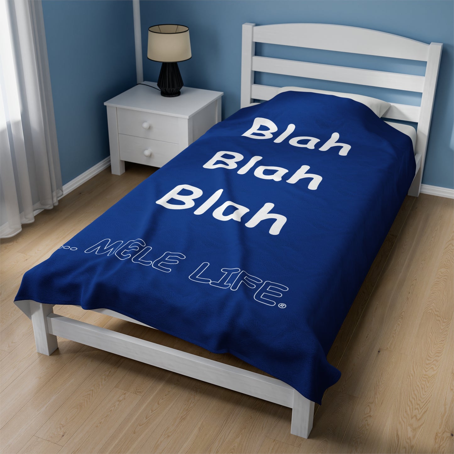 Blanket Velveteen Plush - Blah Blah Blah (dark blue)