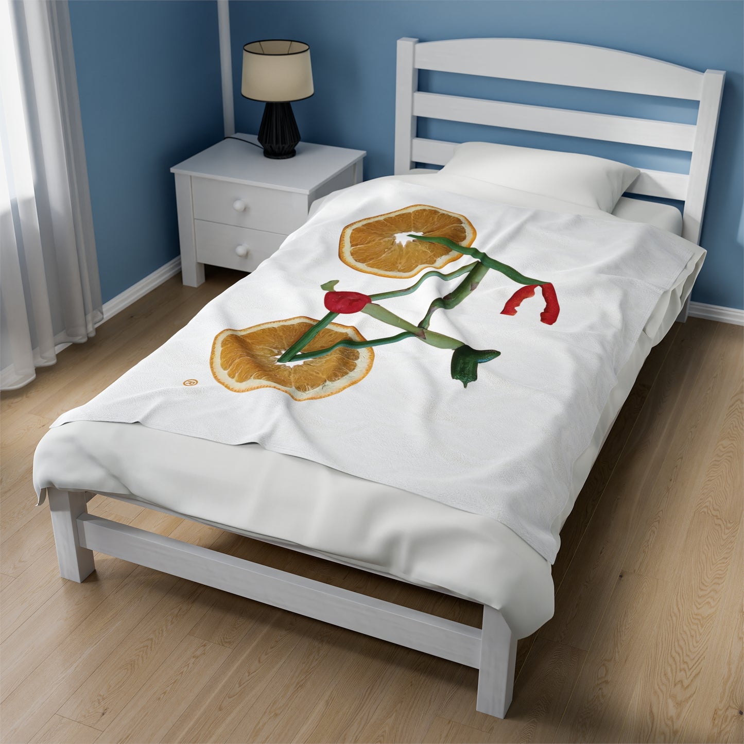 Blanket Velveteen Plush - Veggie Bike (white)