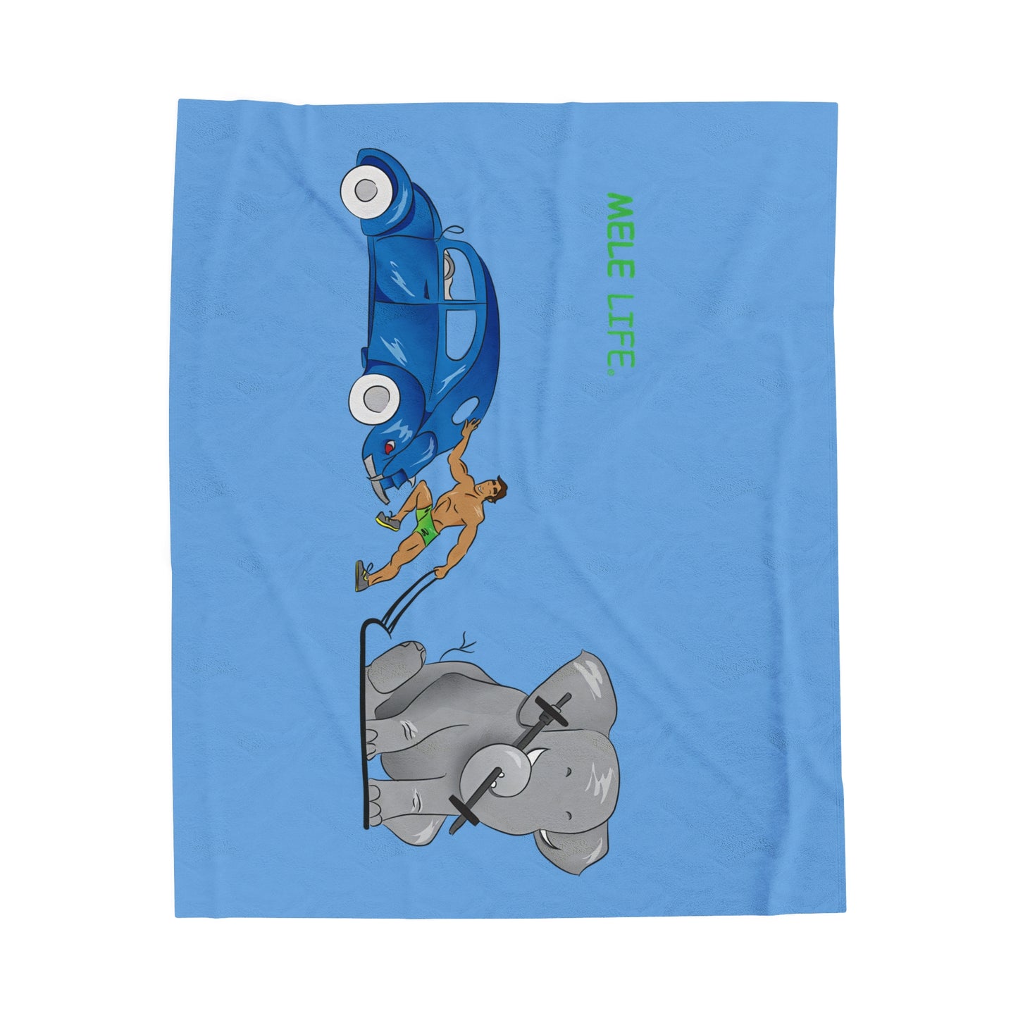 Blanket Velveteen Plush - Strong Brown Man (light blue)