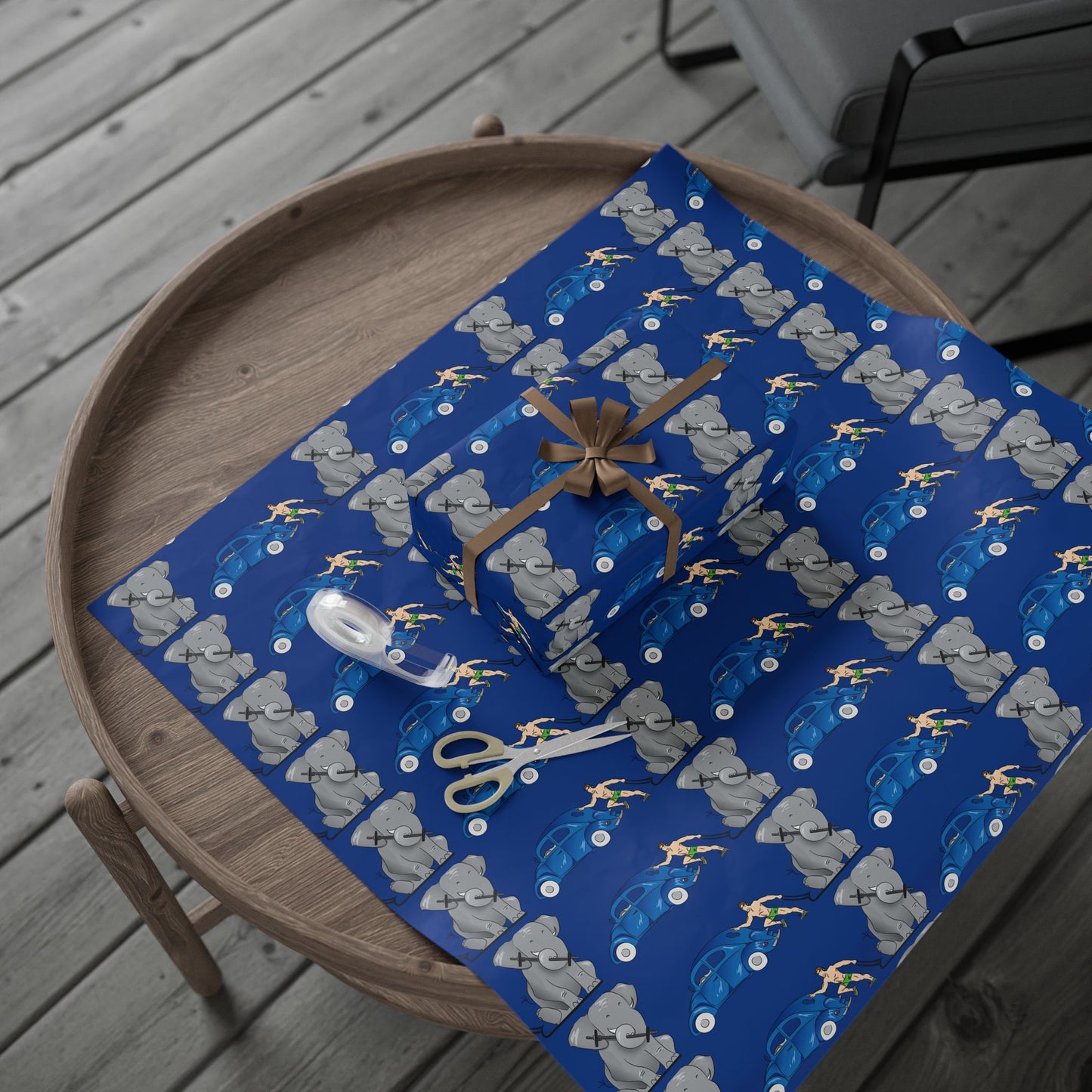 Wrapping Paper - Strong white man (blue paper)