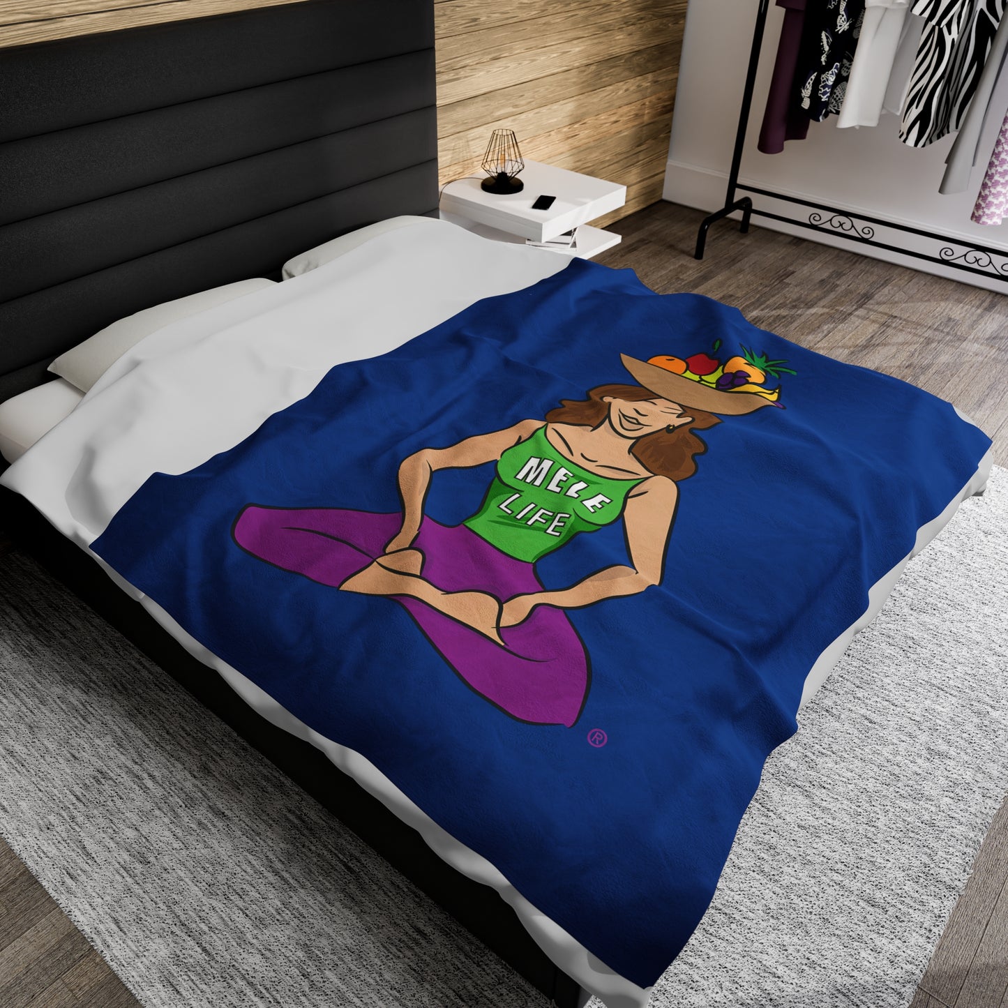 Blanket Velveteen Plush - Yoga Lady 1 (blue)