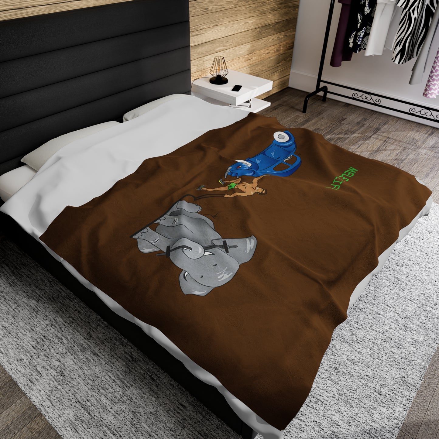 Blanket Velveteen Plush - Strong Brown Man (brown)