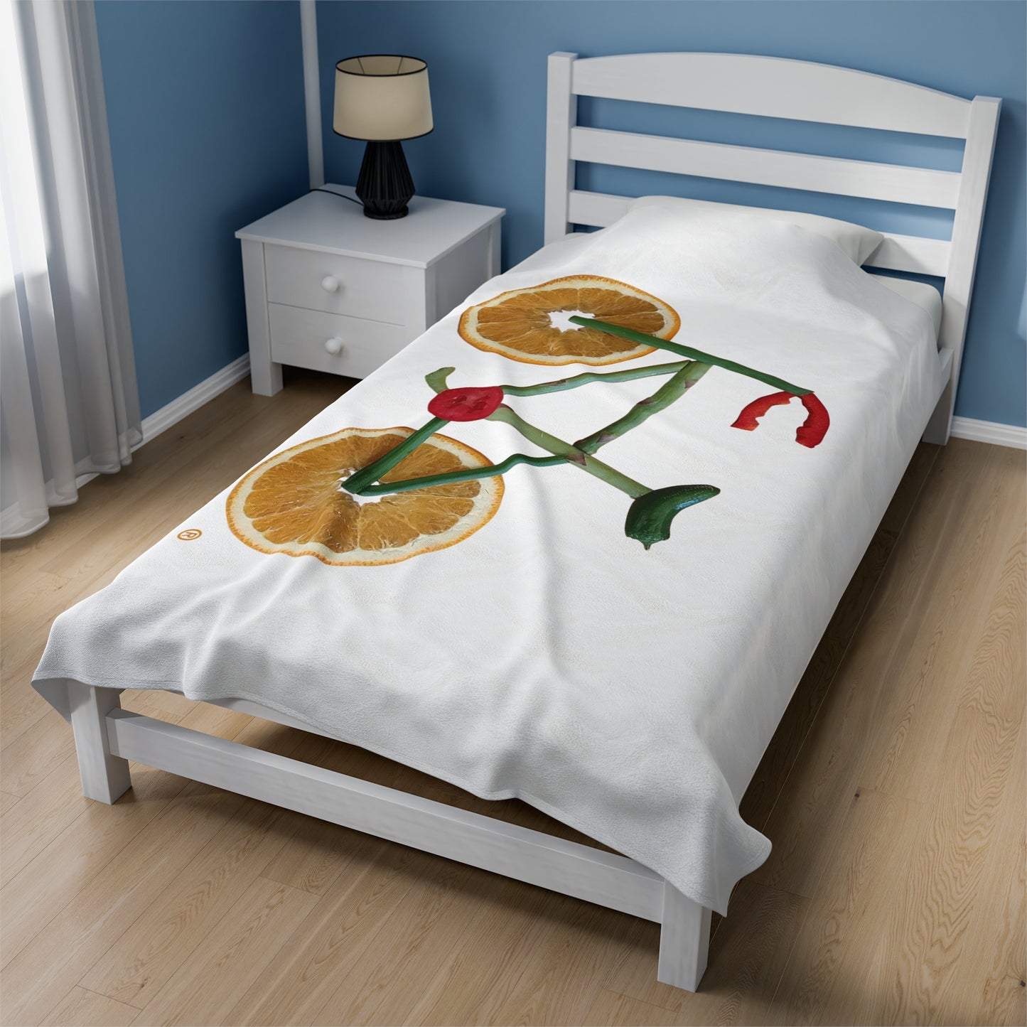 Blanket Velveteen Plush - Veggie Bike (white)