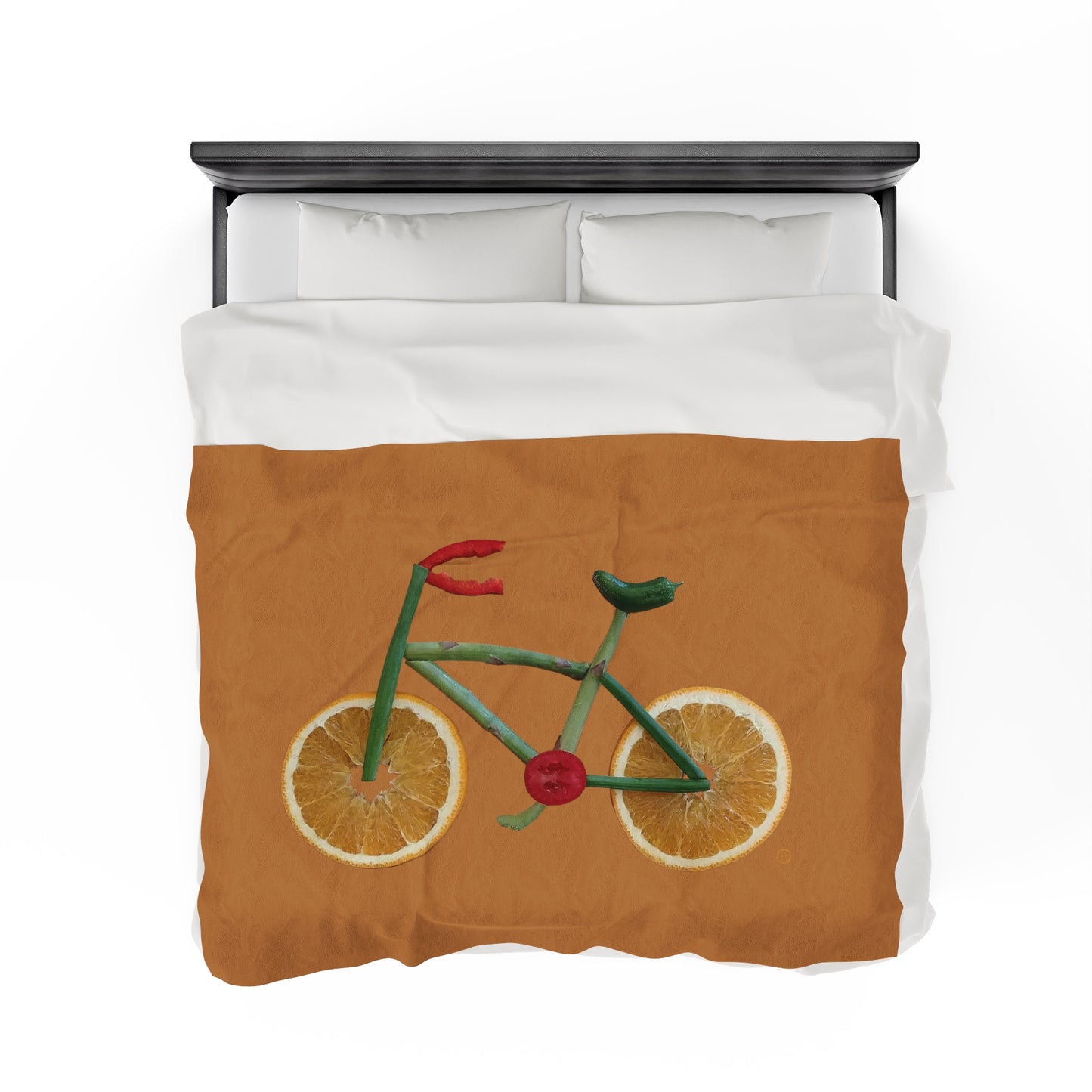 Blanket Velveteen Plush - Veggie Bike (light brown)